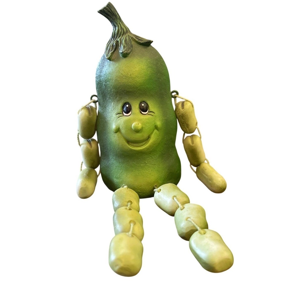 Shelf Sitter Fruit Anthropomorphic Smiling Face Resin kitschy 80's 90s Snap Pea